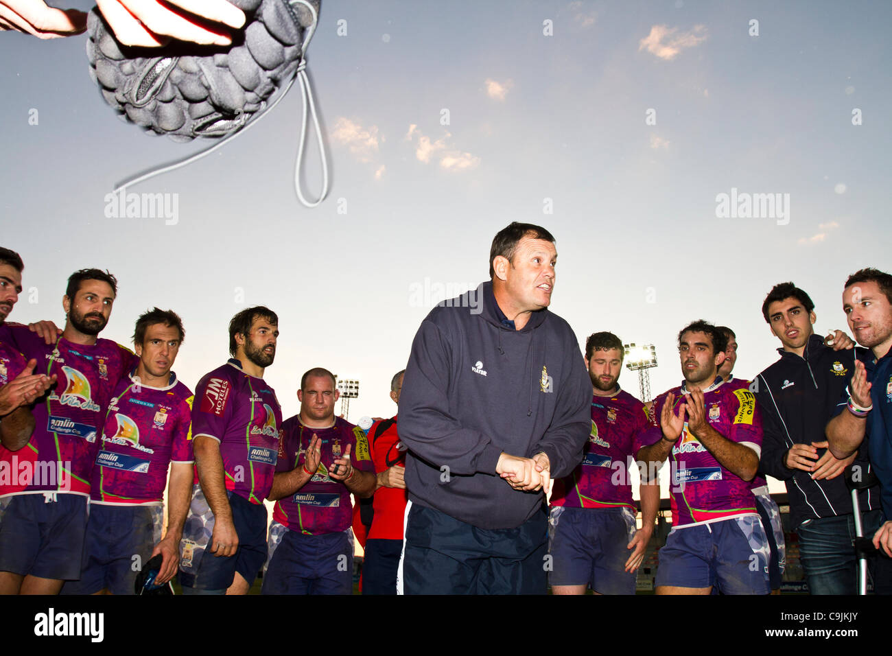 14/01//2011. Valencia, Espagne Europe Amlin Cup - Rugby - La Vila Joiosa vs Sale Sharks (Manchester) Sale Sharks fait une victoire facile contre la Vila Joyosa 10 à 69 Banque D'Images