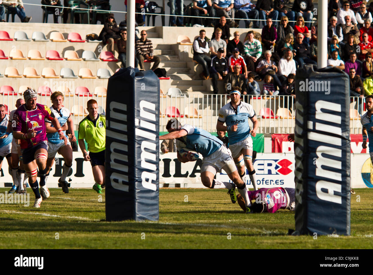 14/01//2011. Valencia, Espagne Europe Amlin Cup - Rugby - La Vila Joiosa vs Sale Sharks (Manchester) Sale Sharks fait une victoire facile contre la Vila Joyosa 10 à 69 Banque D'Images