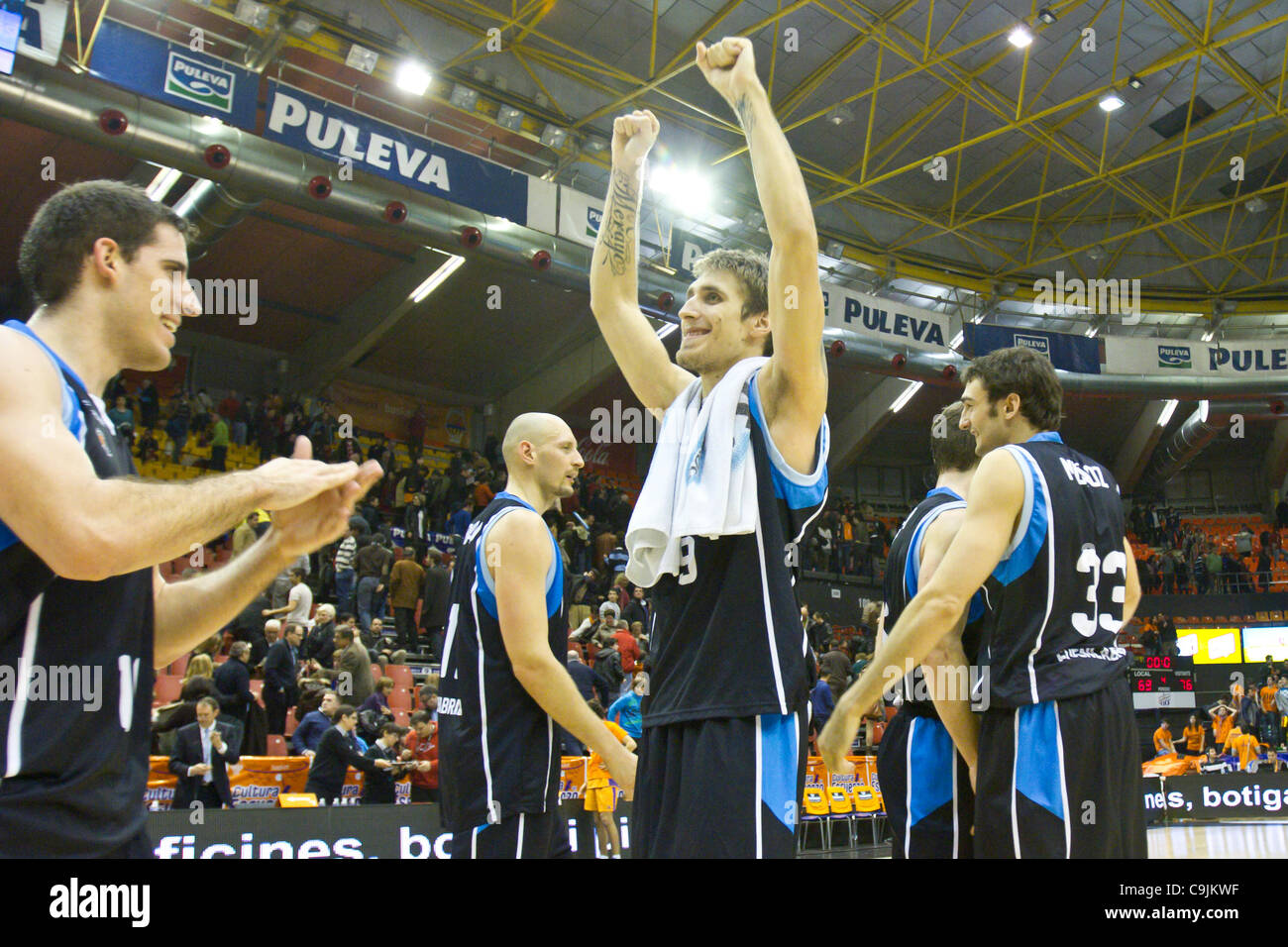 Fuenlabrada joueurs célébrant ils ont obtenu l'accès à 'Copa del Rey' concours, qui a lieu avec le mieux qualifié 8 Banque D'Images