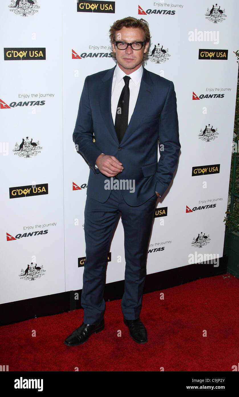 SIMON BAKER G'DAY USA AUSTRALIE SEMAINE 2012 gala cravate noire HOLLYWOOD LOS ANGELES CALIFORNIA USA 14 janvier 2012 Banque D'Images