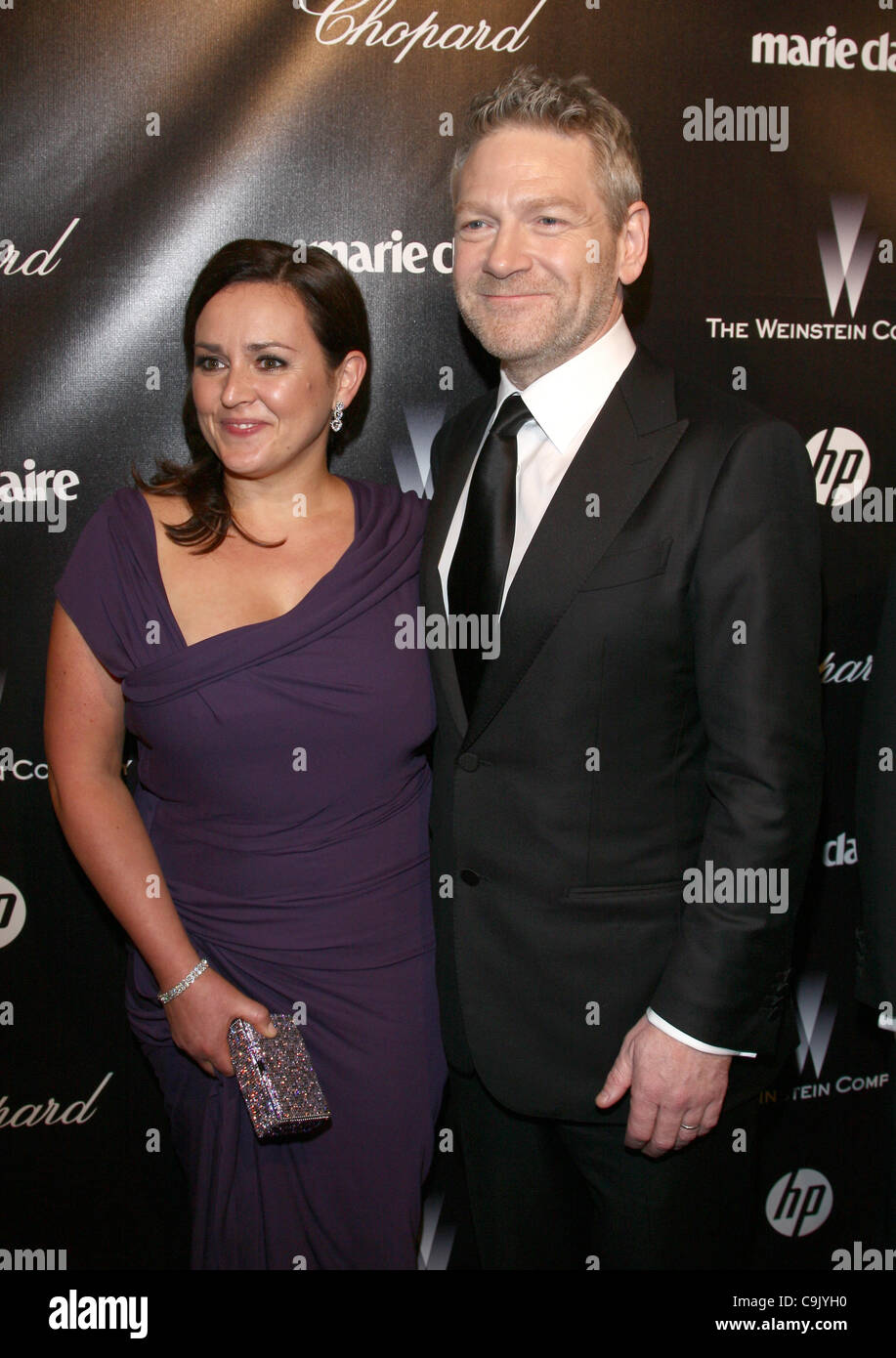 LINDSAY BRUNNOCK & KENNETH BRANAGH LA WEINSTEIN COMPANY 2012 Golden Globes AFTER PARTY BEVERLY HILLS LOS ANGELES CALIFORNIE Banque D'Images