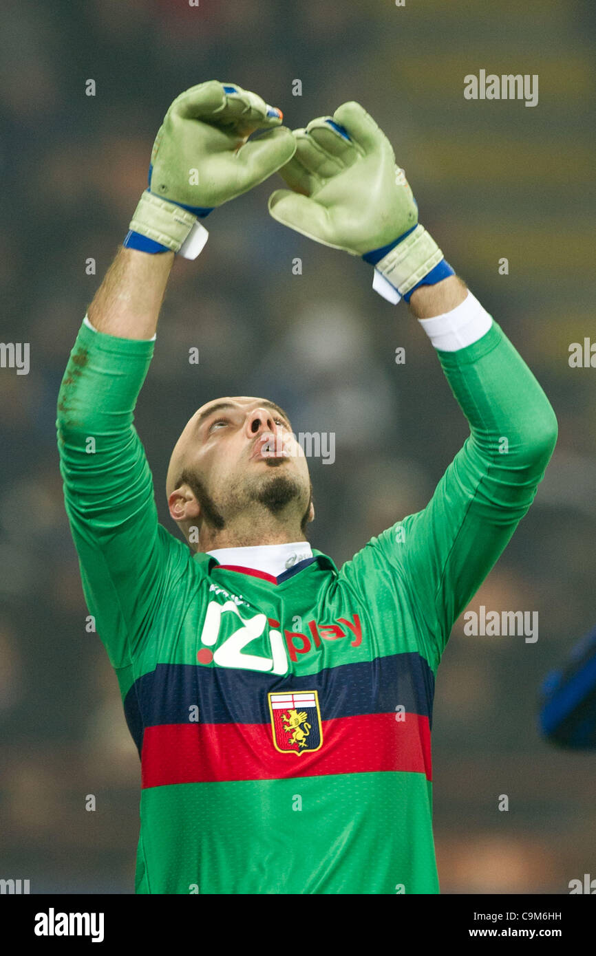 Cristiano Lupatelli (Gênes), le 19 janvier 2012 - Football / Soccer : Coppa Italia (TIM Cup) 5e tour match entre l'Inter Milan 2-1 Gênes au Stadio Giuseppe Meazza de Milan, Italie. (Photo par Enrico Calderoni/AFLO SPORT) [0391] Banque D'Images