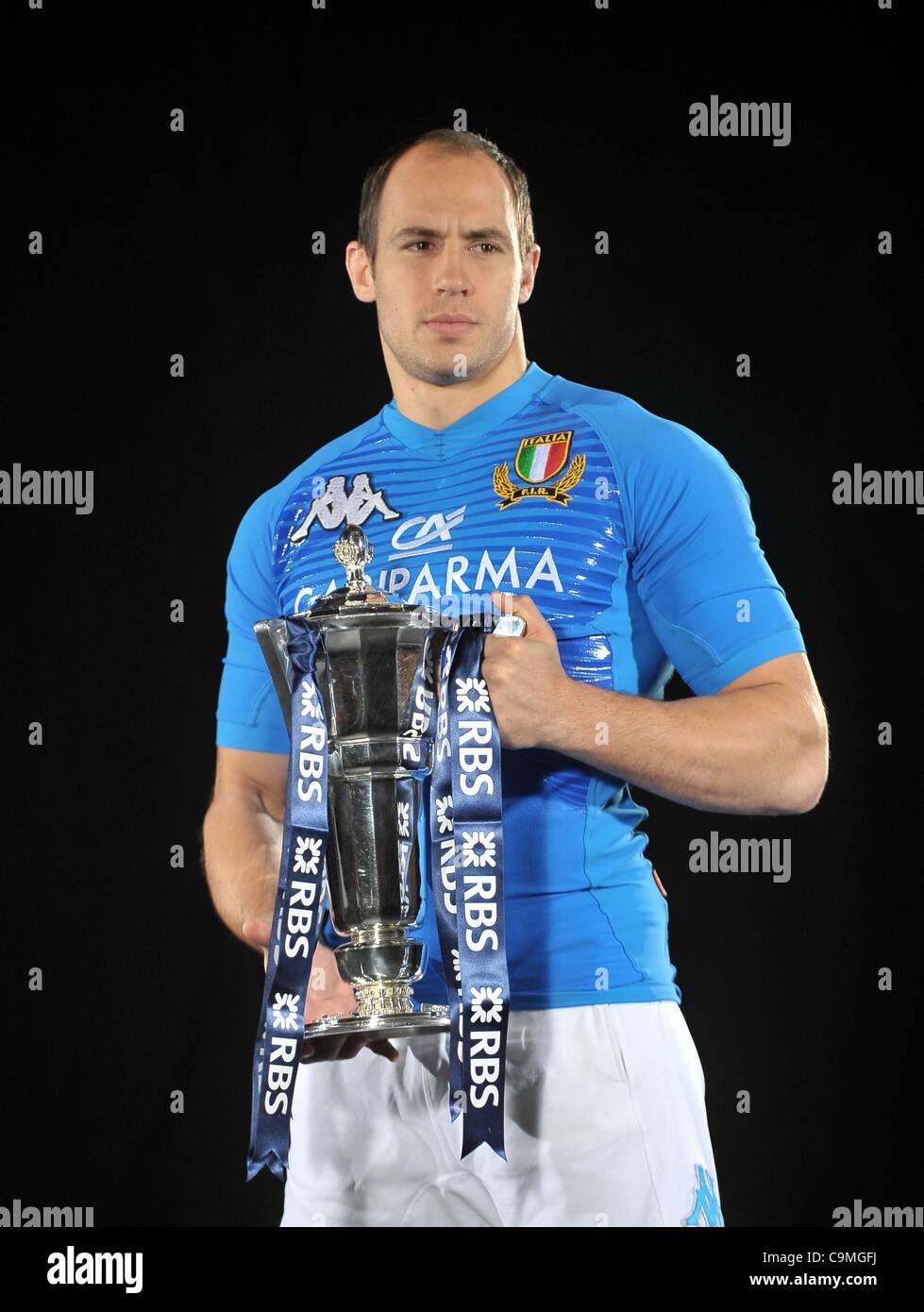 L'HULINGHAM CLUB, LONDON, UK, le mercredi 25/01/2012. Sergio Parisse de l'Italie. Lancement du Tournoi RBS 6 Nations. Banque D'Images