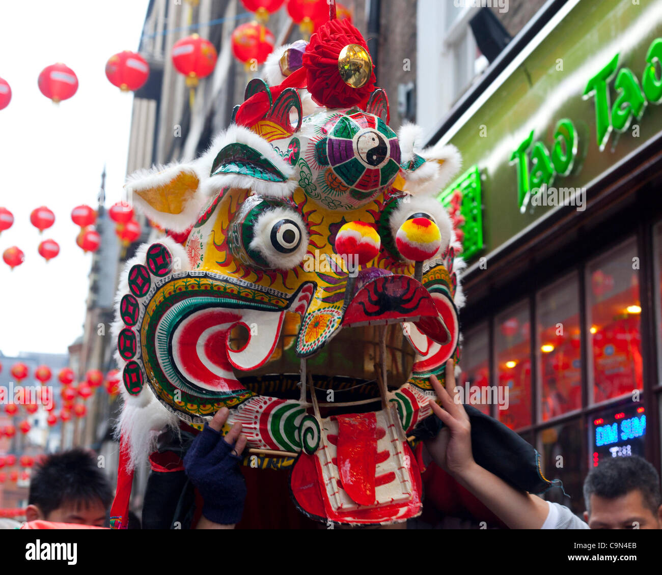 29.1.12, Londres.Dragon au Nouvel An chinois dans Chinatown, Londres. Banque D'Images