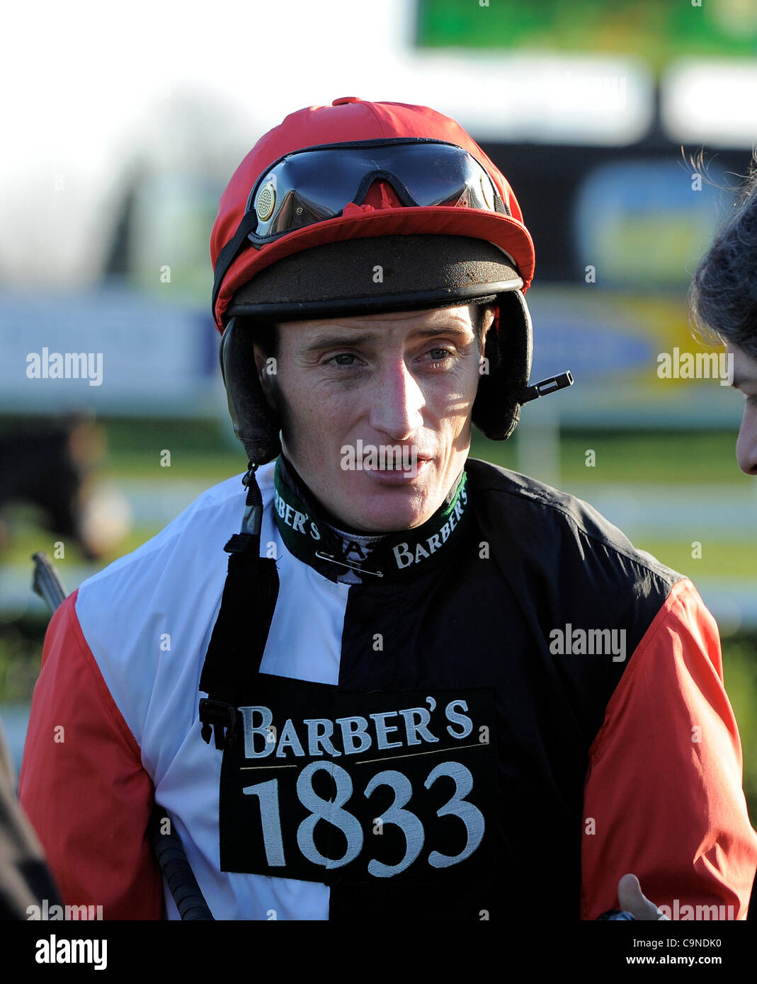 DARYL JACOB JOCKEY HIPPODROME DE DONCASTER DONCASTER ANGLETERRE 28 Janvier 2012 Banque D'Images