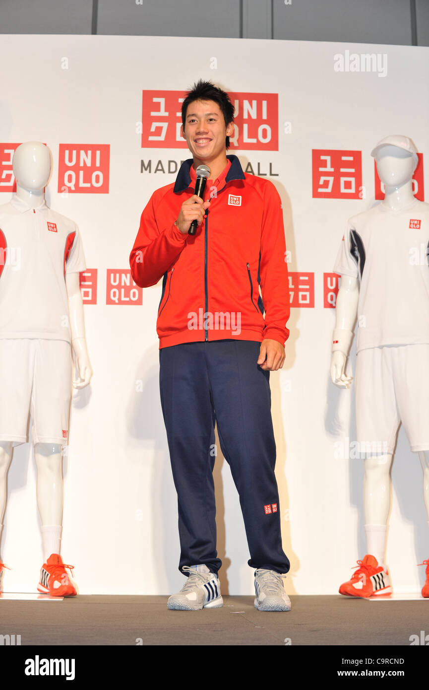 Kei Nishikori, 13 février 2012 - Tennis : conférence de presse pour "UNIQLO"  à Roppongi Tokyo, Japon. (Photo de Atsushi Tomura/AFLO SPORT) [1035] la  marque japonaise Uniqlo lance une gamme de vêtements