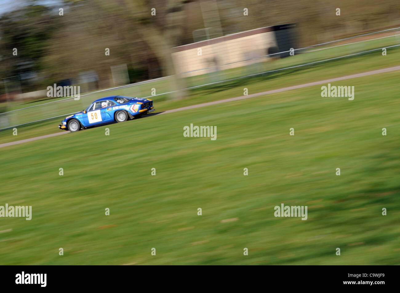 25 févr. 2012 - Stoneleigh Park, Coventry, Royaume-Uni. Un 1969 Alpine A110 dans l'étape de rallye en direct à la Race Retro Banque D'Images