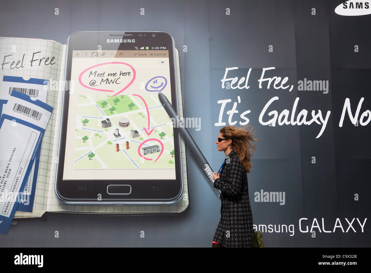 Nouveau Samsung Galaxy Note comprimé au Mobile World Congress 2012 à Barcelone, Catalogne, Espagne Banque D'Images