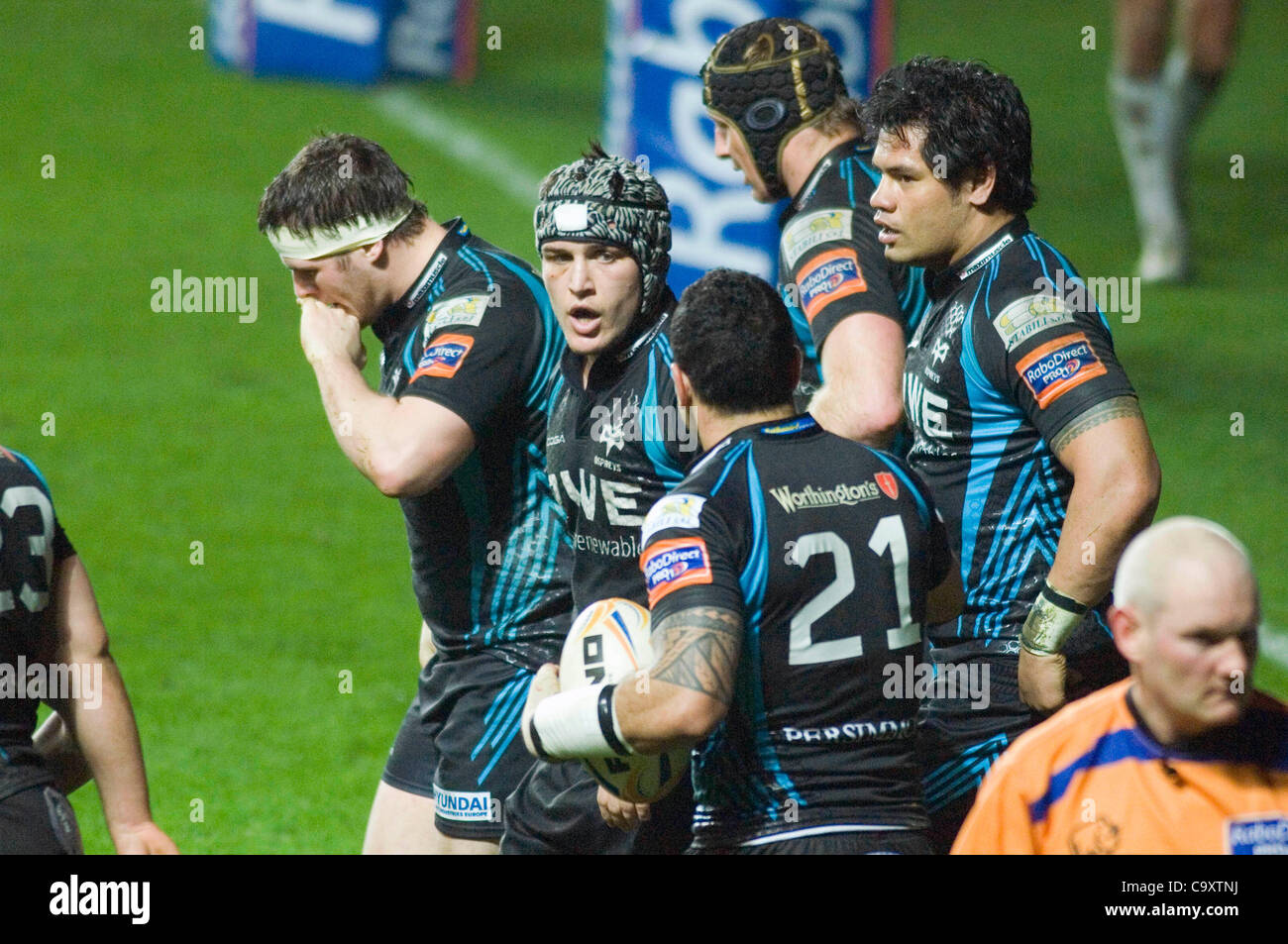 Ospreys v Glasgow Rabodirect PRO12 au Liberty Stadium de Swansea : Tom Smith de balbuzards. Banque D'Images