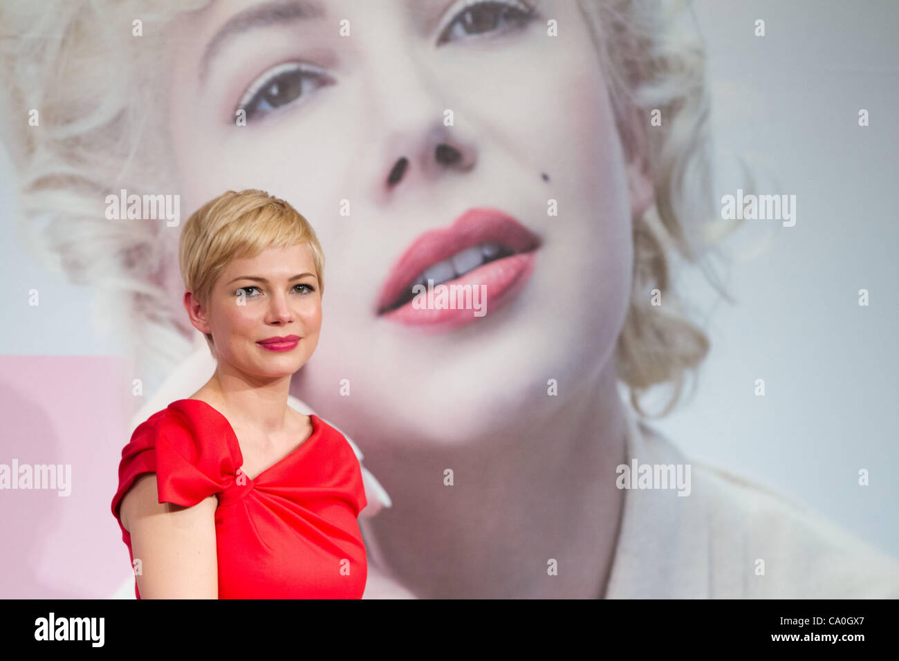 14 mars, 2012, Tokyo, Japon - L'actrice américaine Michelle Williams assiste à la conférence de presse pour le film 'My semaine avec Marilyn." Le film sortira en salles au Japon le 24 mars. (Photo Christopher Jue/AFLO) Banque D'Images