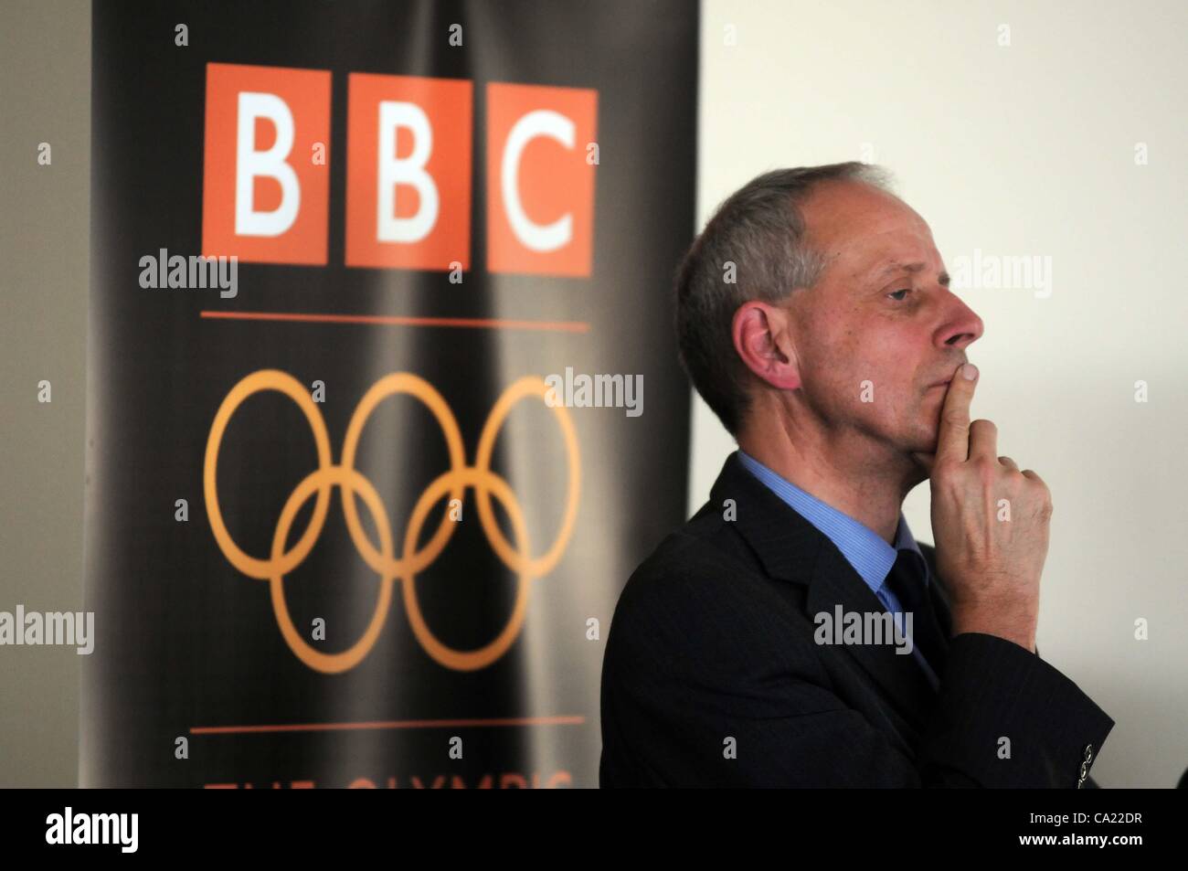 UK, patrons de la BBC révèlent leurs plans pour la couverture des Jeux Olympiques de 2012 la voile à la Weymouth and Portland National Sailing Academy, Portland, Dorset, Angleterre. David Holdsworth, contrôleur de BBC English Régions. 22/03/2012 Photo par : Dorset Service de média. Banque D'Images