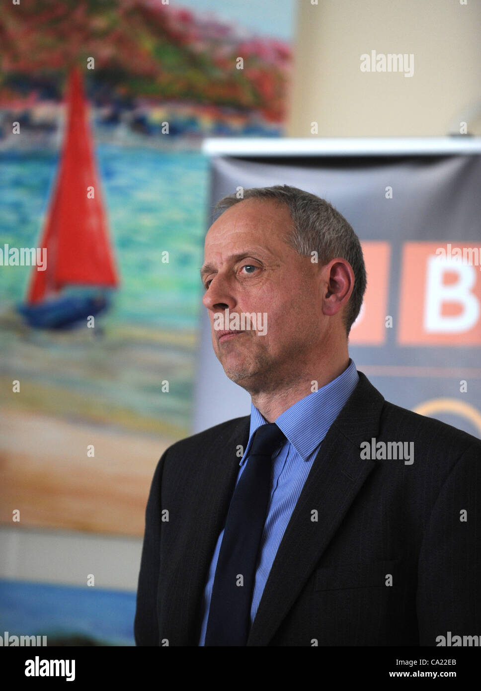 UK, patrons de la BBC révèlent leurs plans pour la couverture des Jeux Olympiques de 2012 la voile à la Weymouth and Portland National Sailing Academy, Portland, Dorset, Angleterre. David Holdsworth, contrôleur de BBC English Régions. 22/03/2012 Photo par : Dorset Service de média. Banque D'Images
