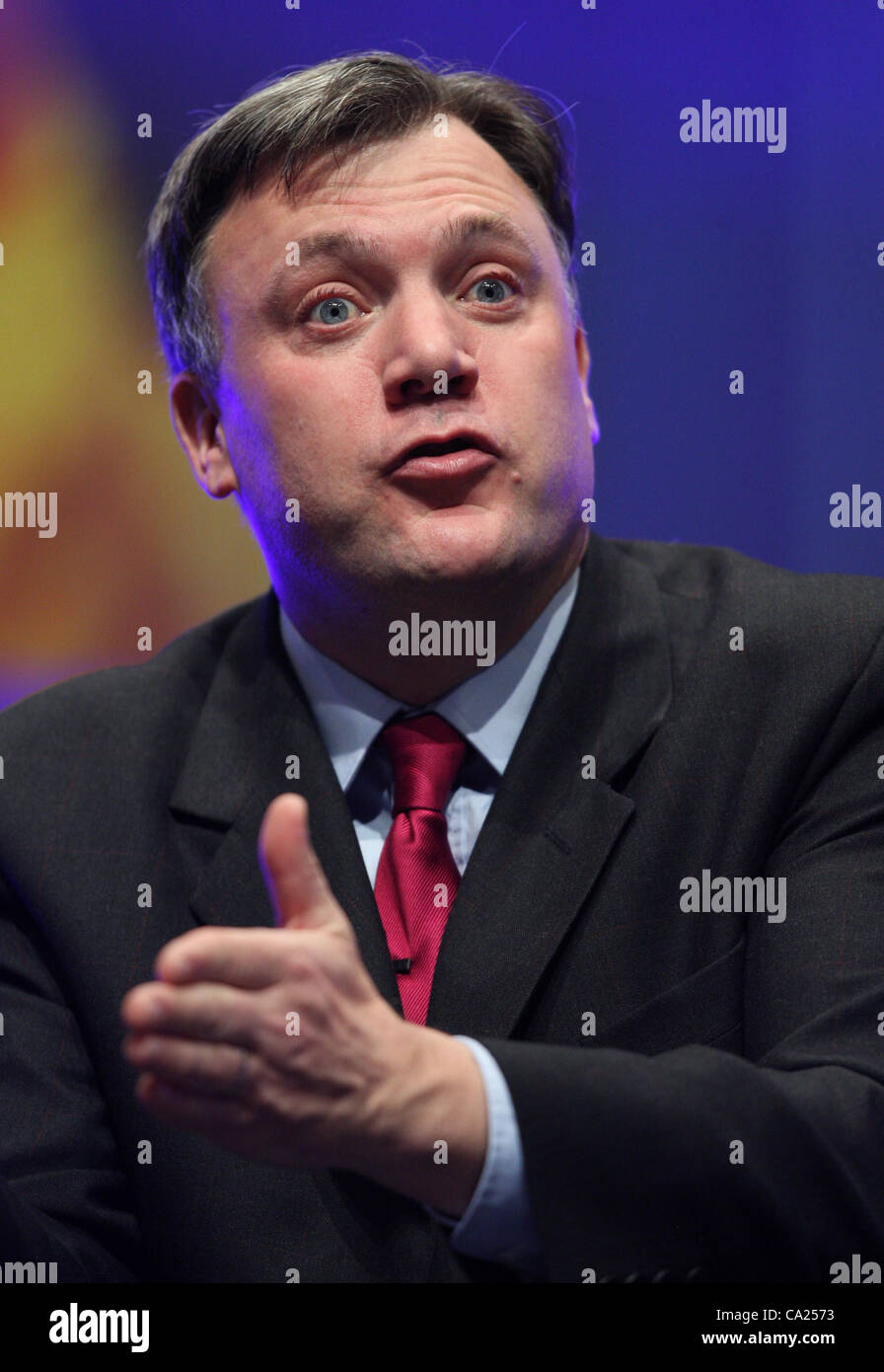 ED BALLS MP SHADOW CHANCELLOR 23 mars 2012 LE COMPLEXE SPA SCARBOROUGH ANGLETERRE Banque D'Images