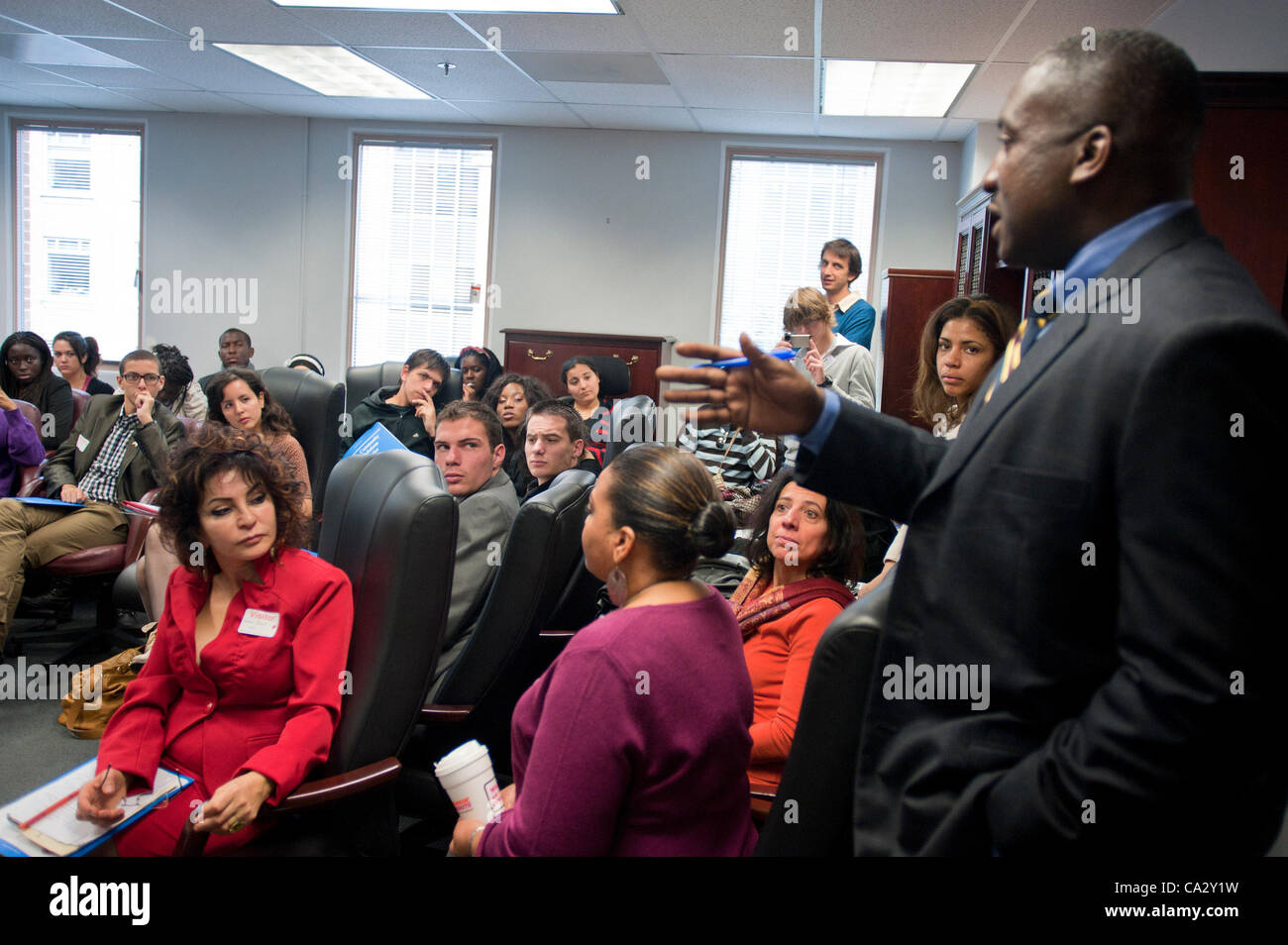 Jeunes ambassadeurs français visitez le ministère de la Justice et le Capitole ainsi que le déjeuner à la gare Union à Washington D.C. Banque D'Images