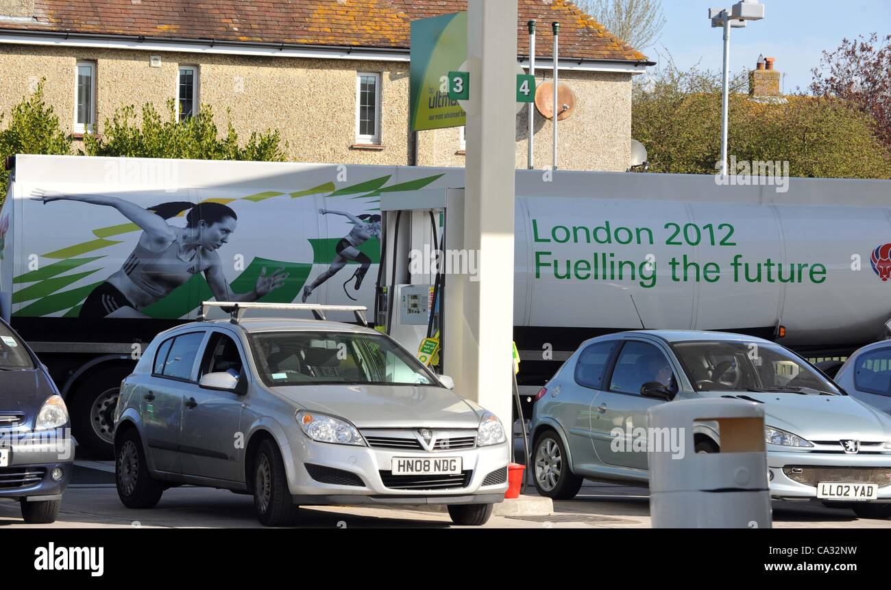 L'achat de carburant de panique en Grande-Bretagne, Royaume-Uni Banque D'Images
