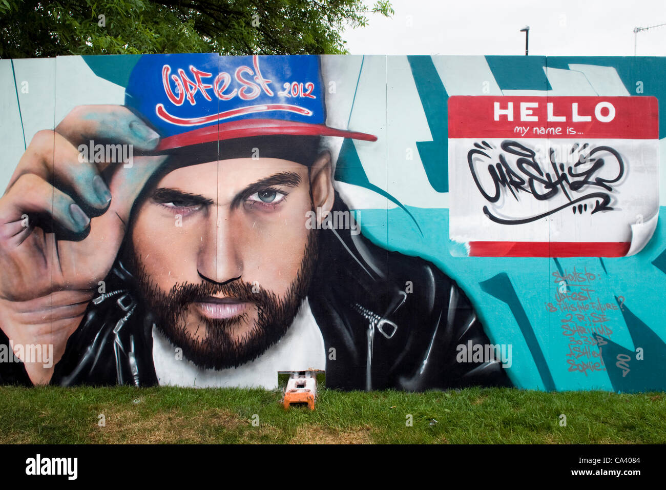 L'affichage à l'Upfest Graffiti Bristol 2012 festival d'art urbain. 3 juin 2012, Bedminster à Bristol, Angleterre. Banque D'Images