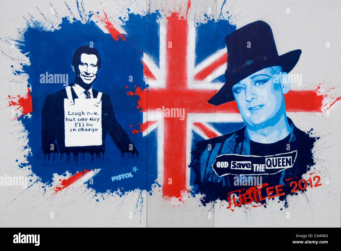 L'affichage à l'Upfest Graffiti Bristol 2012 festival d'art urbain. 3 juin 2012, Bedminster à Bristol, Angleterre. Banque D'Images