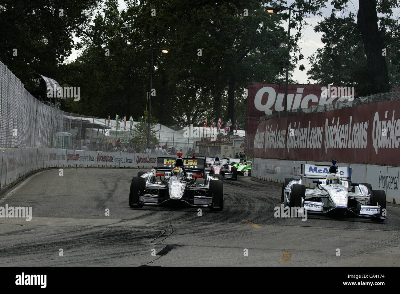 3 juin 2012 - Detroit, Michigan, États-Unis - IZOD Indycar Series, Chevrolet Detroit Grand Prix de Belle Isle, Detroit, MI, 1-3 juin 2012, Oriol SERVIA, Panther/Dreyer & Reinbold Racing Chevrolet , Sébastien Bourdais, Dragon Racing Chevrolet (Image Crédit : © Ron Bijlsma/ZUMAPRESS.com) Banque D'Images