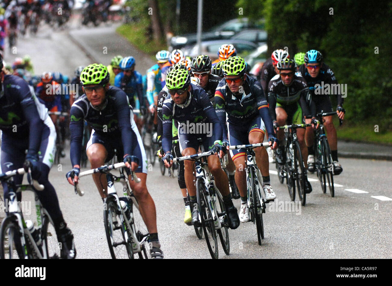 12.06.2012. Aarbrg, Suisse. Tour de Suisse, l'étape 04 - Aarberg Trimbach, Movistar 2012, Alejandro Valverde, José Joaquin Rojas Gil, Trimbach Banque D'Images 12.06.2012. Aarbrg, Suisse. Tour de Suisse, l'étape 04 - Aarberg Trimbach, Movistar 2012, Alejandro Valverde, José Joaquin Rojas Gil, Trimbach Banque D'Images