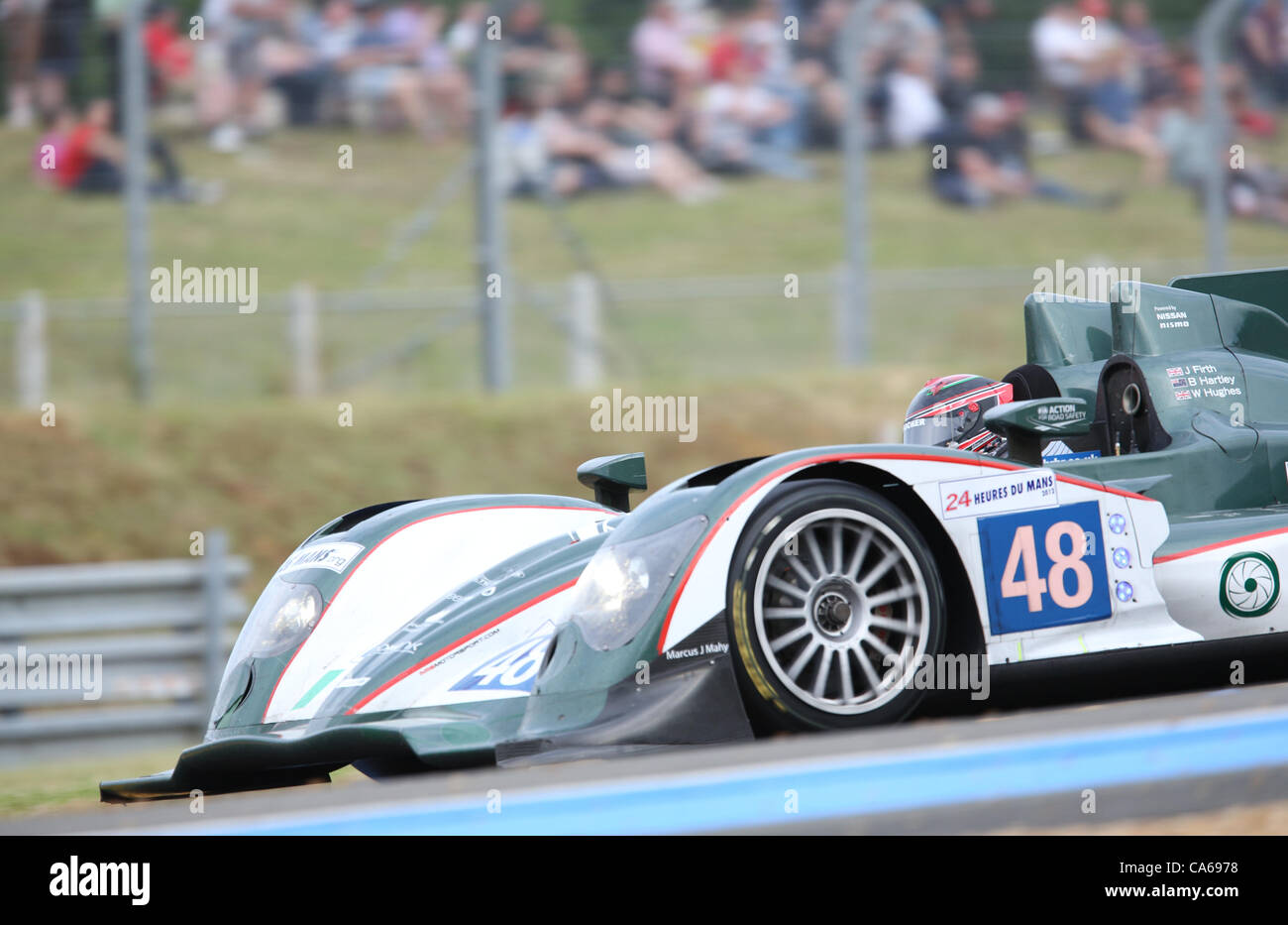 14.06.2012. Le Mans, France. La catégorie LMP2 Oreca 03 prototypes de Murphy avec chauffeurs Jody Firth, Brendon Hartley et Warren Hughes en action au cours de la qualification pour les 80ème 24 Heures du Mans sur le circuit de la Sarthe au Mans, France 14 juin 2012. Banque D'Images