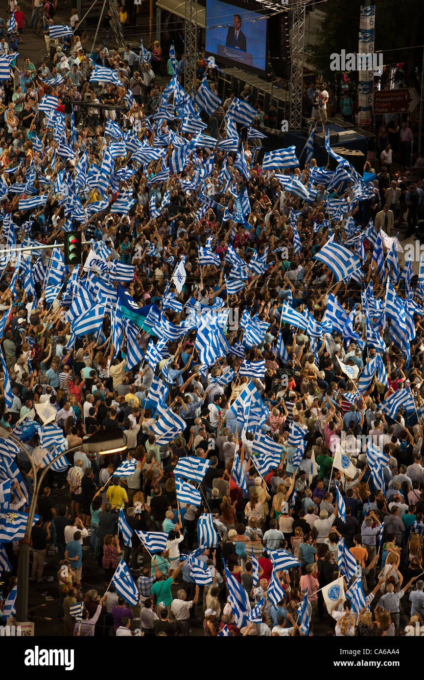 Antonis Samaras, chef du parti conservateur Nouvelle démocratie élections grecques Banque D'Images