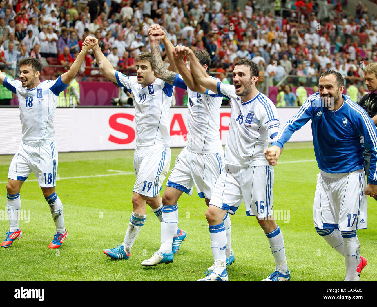 Grèce / Grèce RUSSIE CÉLÈBRENT LA VICTOIRE DU STADE NATIONAL DE VARSOVIE POLOGNE 16 Juin 2012 Banque D'Images