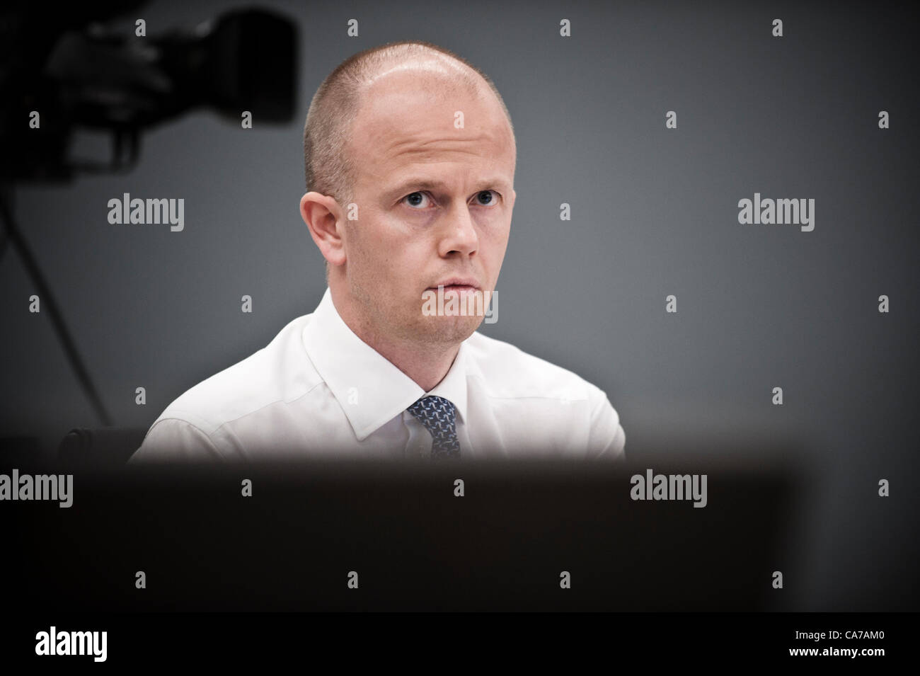 Le 21 juin 2012 - Oslo, Norvège : Procureur Svein Holden apparaît au tribunal au cours de la dernière semaine du procès des attentats terroristes à l'Anders Behring Breivik. Banque D'Images