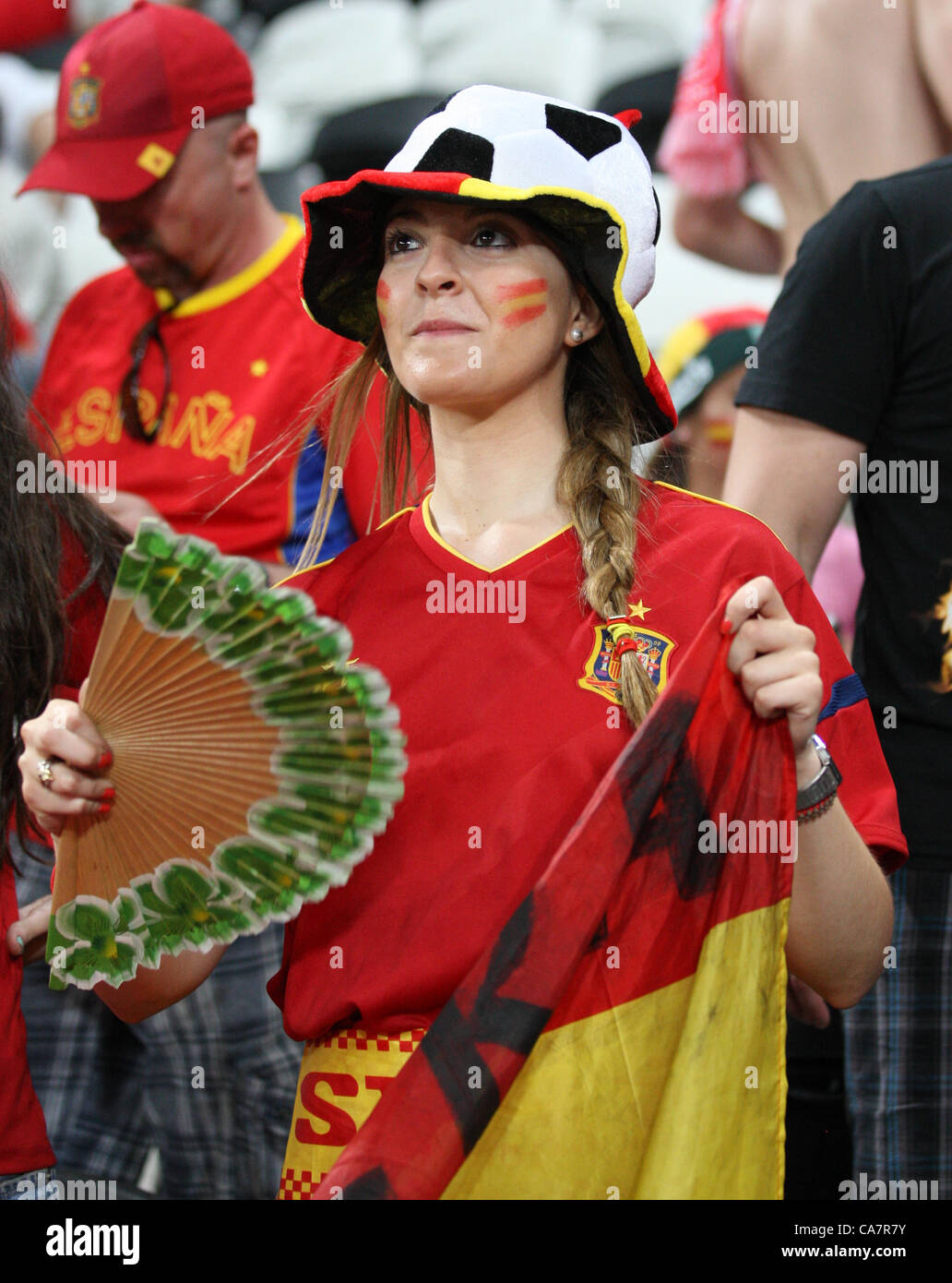 FAN Espagnol Espagne V France EURO 2012 DONBASS ARENA DONETSK UKRAINE 23 Juin 2012 Banque D'Images