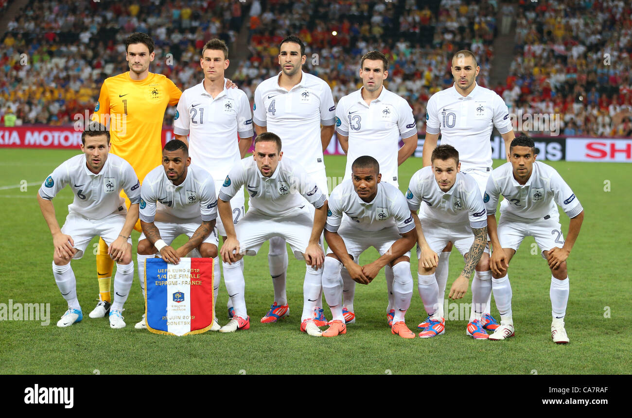 Groupe de l'ÉQUIPE DE FRANCE ESPAGNE V FRANCE EURO 2012 DONBASS ARENA DONETSK UKRAINE 23 Juin 2012 Banque D'Images