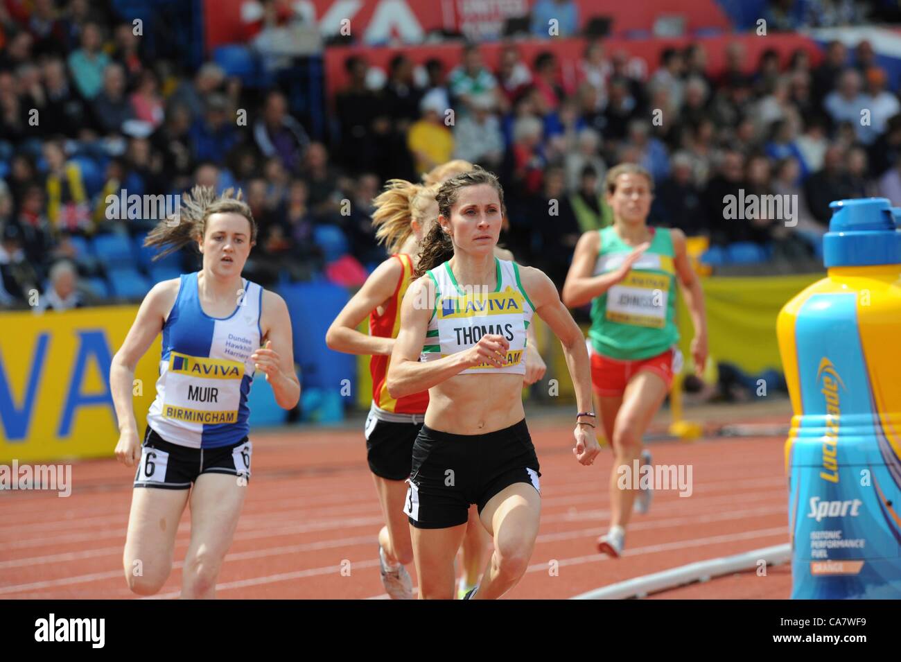 23.06.2012 Birmingham England Womens 1500m Charlene Thomas en action au cours de l'Aviva essais au stade Alexandra. Banque D'Images