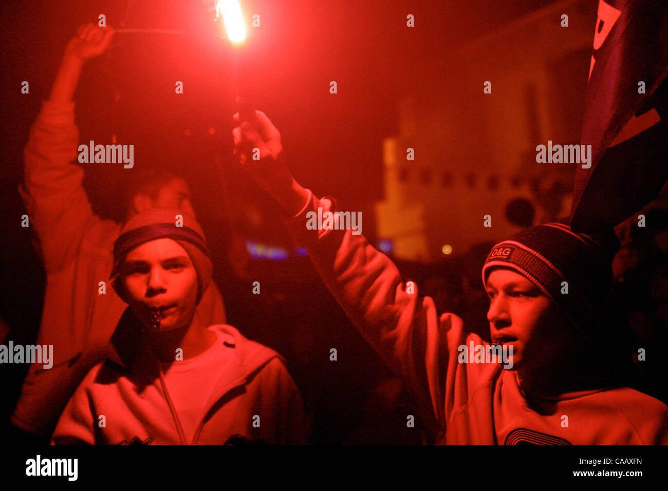 Dec 12, 2003 ; Lefkosa, République turque de Chypre Nord, le Rallye des 1049, le parti anti-turque, dans le nord de Chypre. Banque D'Images