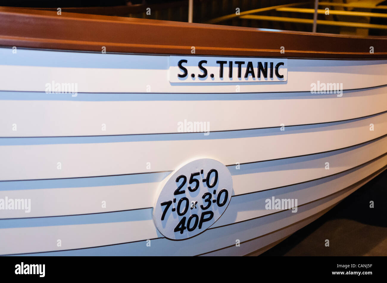 Réplique de sauvetage depuis SS (plus tard) RMS Titanic Banque D'Images