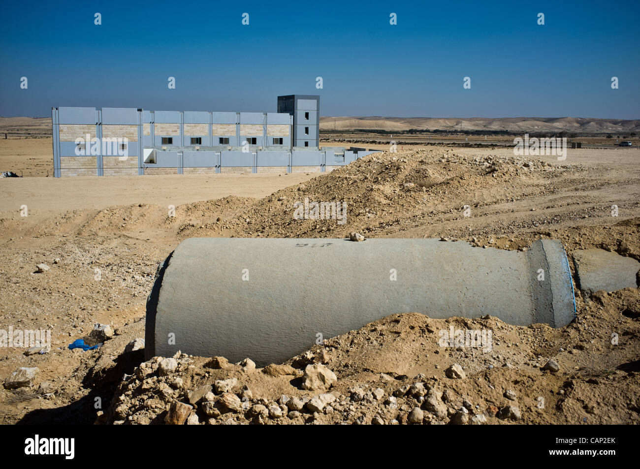 Bases et premières étapes de la construction ont commencé dans la zone désignée pour la base de formation de 'ville'. Son achèvement est prévu en 2014. Néguev, Israël. 3-AVR-2012. Banque D'Images