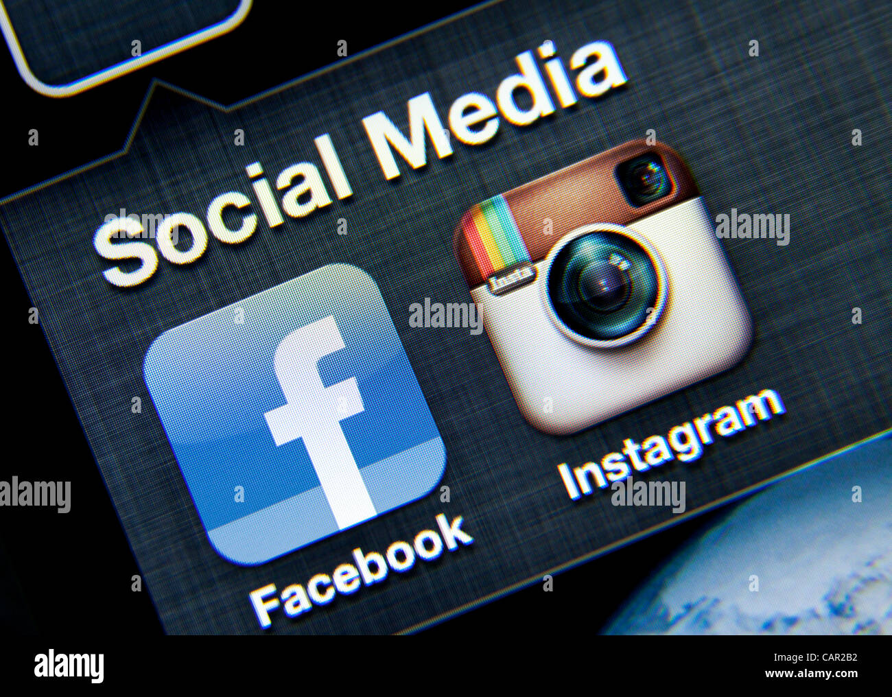 Social Networking géant Facebook annonce le 10 avril 2012 c'est l'intention d'acheter le réseau de partage de photos Instagram pour 1 milliard de dollars (£629m). N'était qu'Instagram a lancé en octobre 2010 - à l'origine seulement pour l'iPhone avant d'être offert comme une application Android de la semaine dernière. Banque D'Images