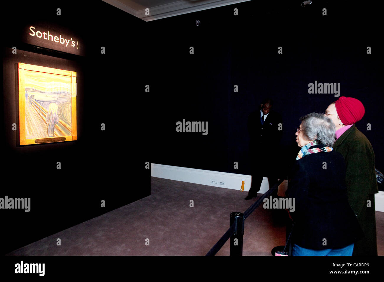 13.04.2012 Photo montre d'Edvard Munch le cri sur l'affichage public à Sotheby's Impressionist, Modern and Contemporary Art, Londres, Royaume-Uni. Il est estimé à €50m en amont de sa vente à New York le 2 mai 2012. Banque D'Images