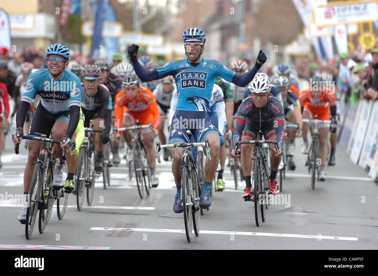 UCI 01.08.2007 Grand Prix de Denain à vélo. Saxo Bank Garmin - Barracuda 2012, Bigmat - Auber Haedo Juan Jos Banque D'Images UCI 01.08.2007 Grand Prix de Denain à vélo. Saxo Bank Garmin - Barracuda 2012, Bigmat - Auber Haedo Juan Jos Banque D'Images