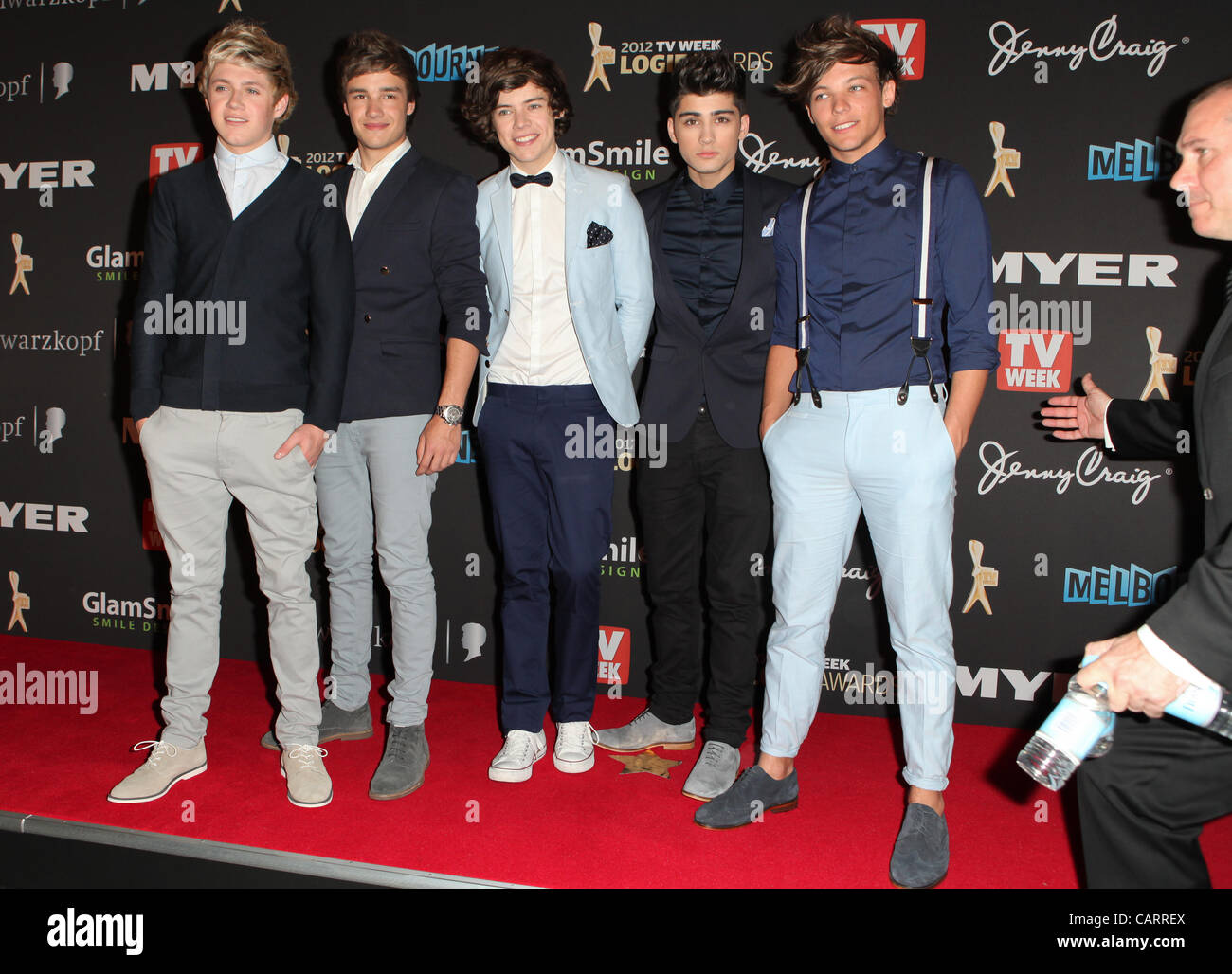 Une Direction sur le tapis rouge à la Melbourne Logie Awards, le 15 avril 2012. Banque D'Images
