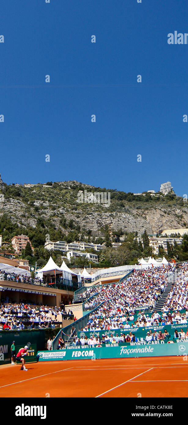 21.04.2012 Monte Carlo, Monaco. Tomas Berdych (CZE) en action contre Novak Djokovic (SRB) au cours de la S-Finall du Monte-Carlo Rolex Masters 2012 joué au Monte Carlo Country Club, Monaco. Banque D'Images 21.04.2012 Monte Carlo, Monaco. Tomas Berdych (CZE) en action contre Novak Djokovic (SRB) au cours de la S-Finall du Monte-Carlo Rolex Masters 2012 joué au Monte Carlo Country Club, Monaco. Banque D'Images
