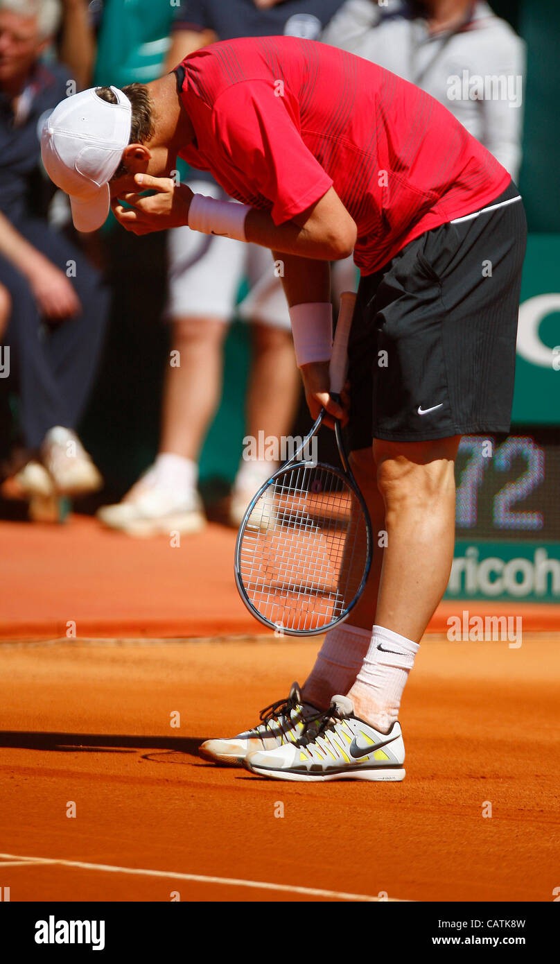 21.04.2012 Monte Carlo, Monaco. Tomas Berdych (CZE) en action contre Novak Djokovic (SRB) au cours de la S-Finall du Monte-Carlo Rolex Masters 2012 joué au Monte Carlo Country Club, Monaco. Banque D'Images 21.04.2012 Monte Carlo, Monaco. Tomas Berdych (CZE) en action contre Novak Djokovic (SRB) au cours de la S-Finall du Monte-Carlo Rolex Masters 2012 joué au Monte Carlo Country Club, Monaco. Banque D'Images