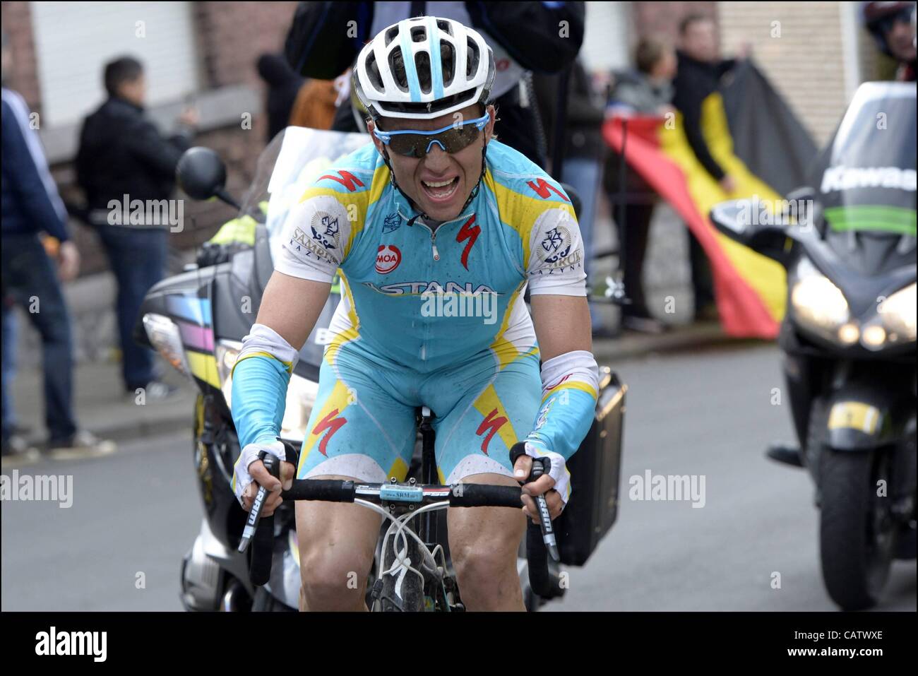 22.04.2012. Ardennes Blegium. Liège-BASTOGNE-LIÈGE ou la 18472 Maxim Iglinsky Astana Cycling Banque D'Images