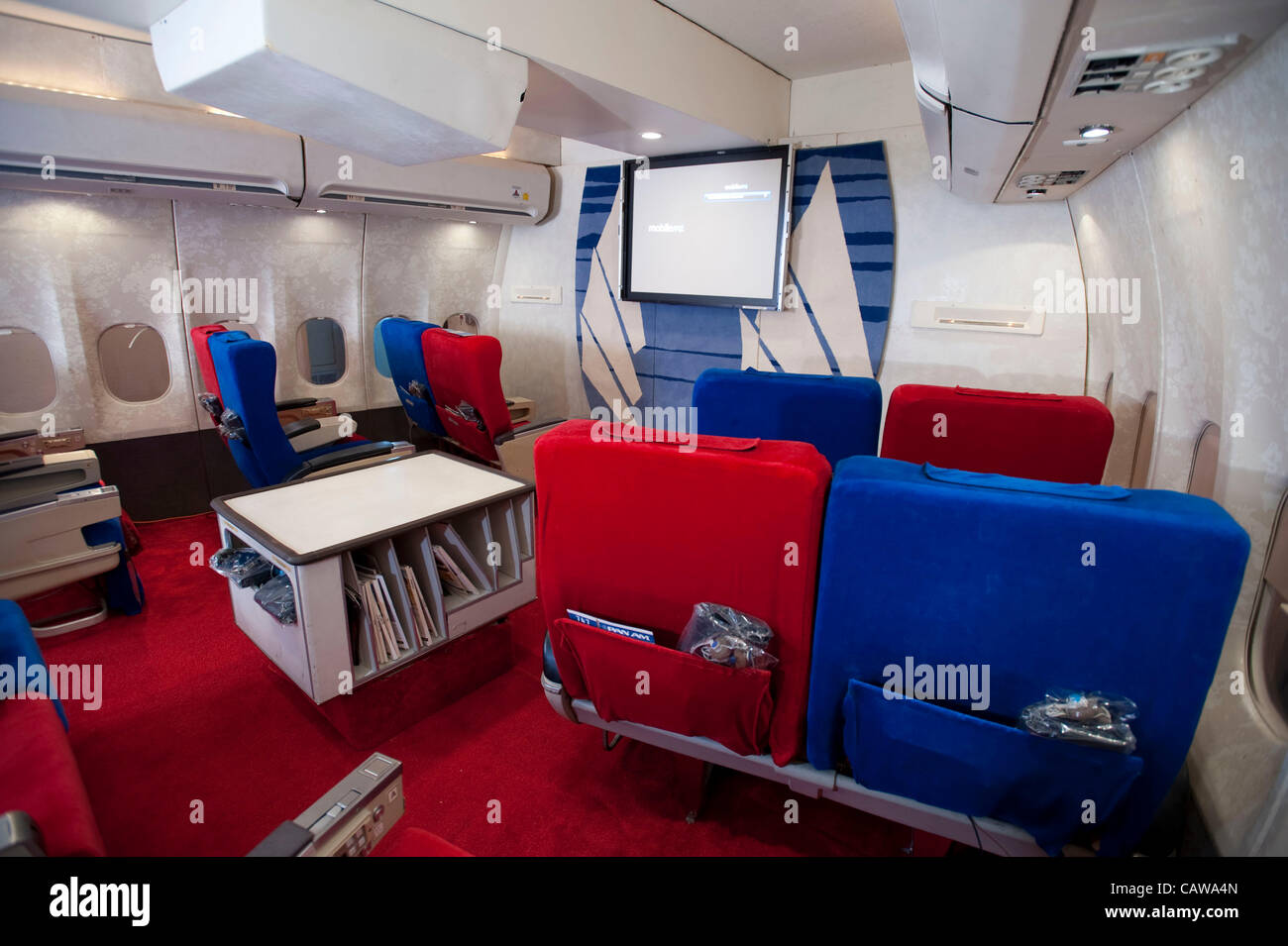 Anthony Toth a construit un Pan Am 747 vintage cabine 1ère classe dans son garage à l'aide de pièces récupérées d'origine. Toth, de Redondo Beach, Californie, USA, espère la cabine va devenir un musée. Banque D'Images