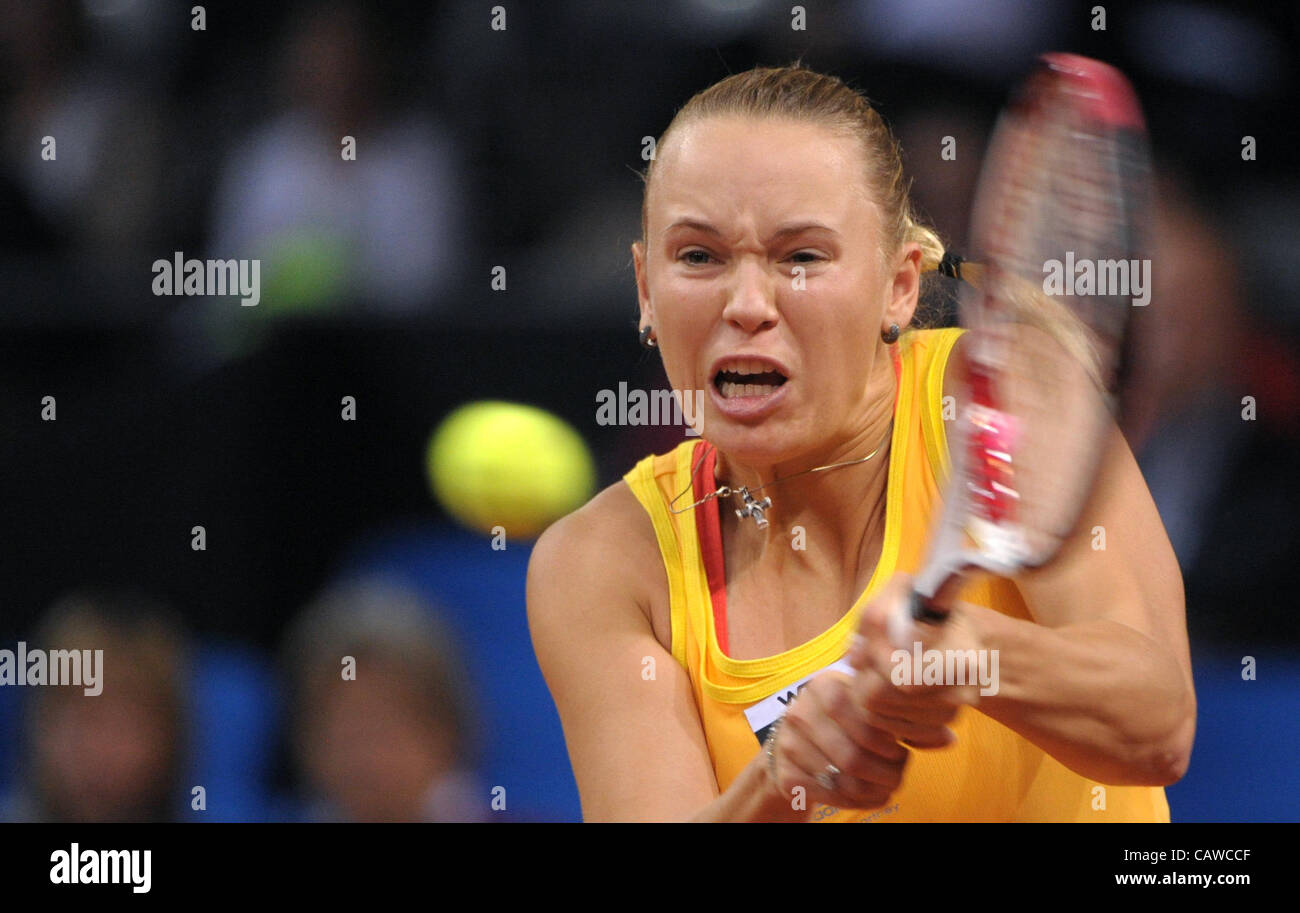 25.04.2012. Stuttgart, Allemagne. Caroline Wozniacki Danemark contre Jankovic Serbien Porsche, Stuttgart l'Arène Banque D'Images