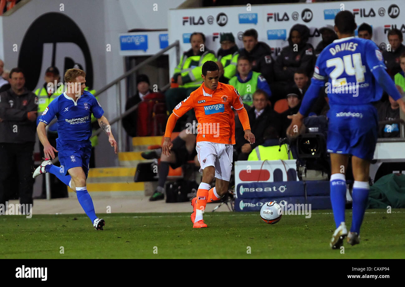 04.05.2012 Blackpool, Angleterre. Blackpool v Birmingham City. Le milieu de terrain anglais de Blackpool, Tom Ince en action pendant la NPower Championship Match Play Off joué à Bloomfield Road. Banque D'Images