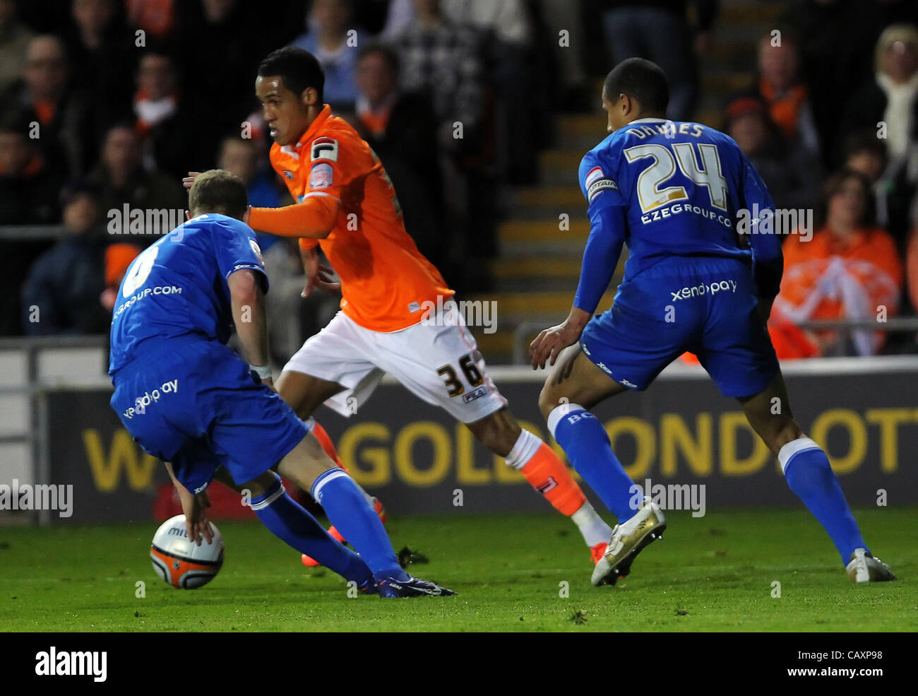 04.05.2012 Blackpool, Angleterre. Blackpool v Birmingham City. Le milieu de terrain anglais de Blackpool, Tom Ince en action pendant la NPower Championship Match Play Off joué à Bloomfield Road. Banque D'Images