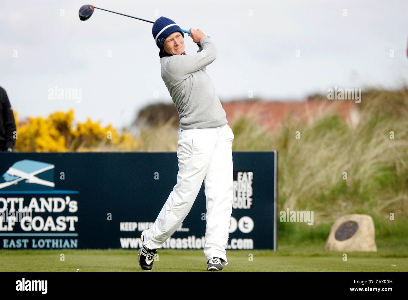 04.05.2012 East Lothian, Ecosse. Catriona Matthew (SCO) en action au cours de la Ladies Scottish Open dans le Fidra Archerfield Links Course. Banque D'Images