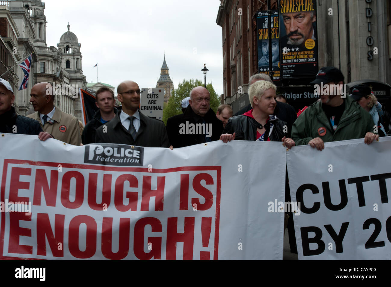 Londres - 10 mai 2012 - Les membres de la fédération de la police a tenu un mars à Londres pour manifester contre les coupes budgétaires. Banque D'Images