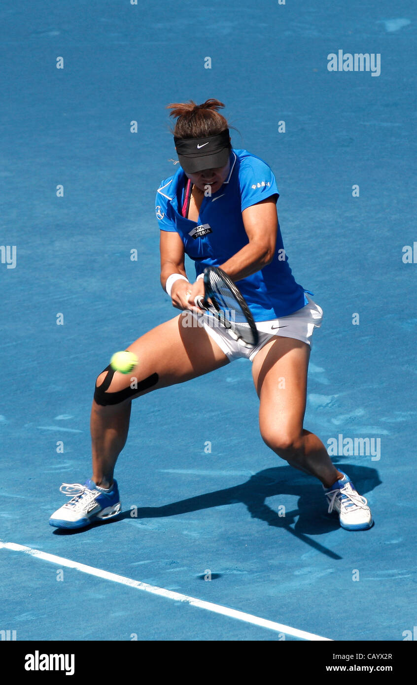 11 mai 2012 - Madrid, Espagne 11.05.2012 - Madrid, Espagne. Li CHN en action contre Victoria Azarenka au cours de la 1/4 de finales WTA Masters Madrid unique, Tournoi de Tennis. (Crédit Image : © Michael Cullen/ZUMAPRESS.com) Banque D'Images