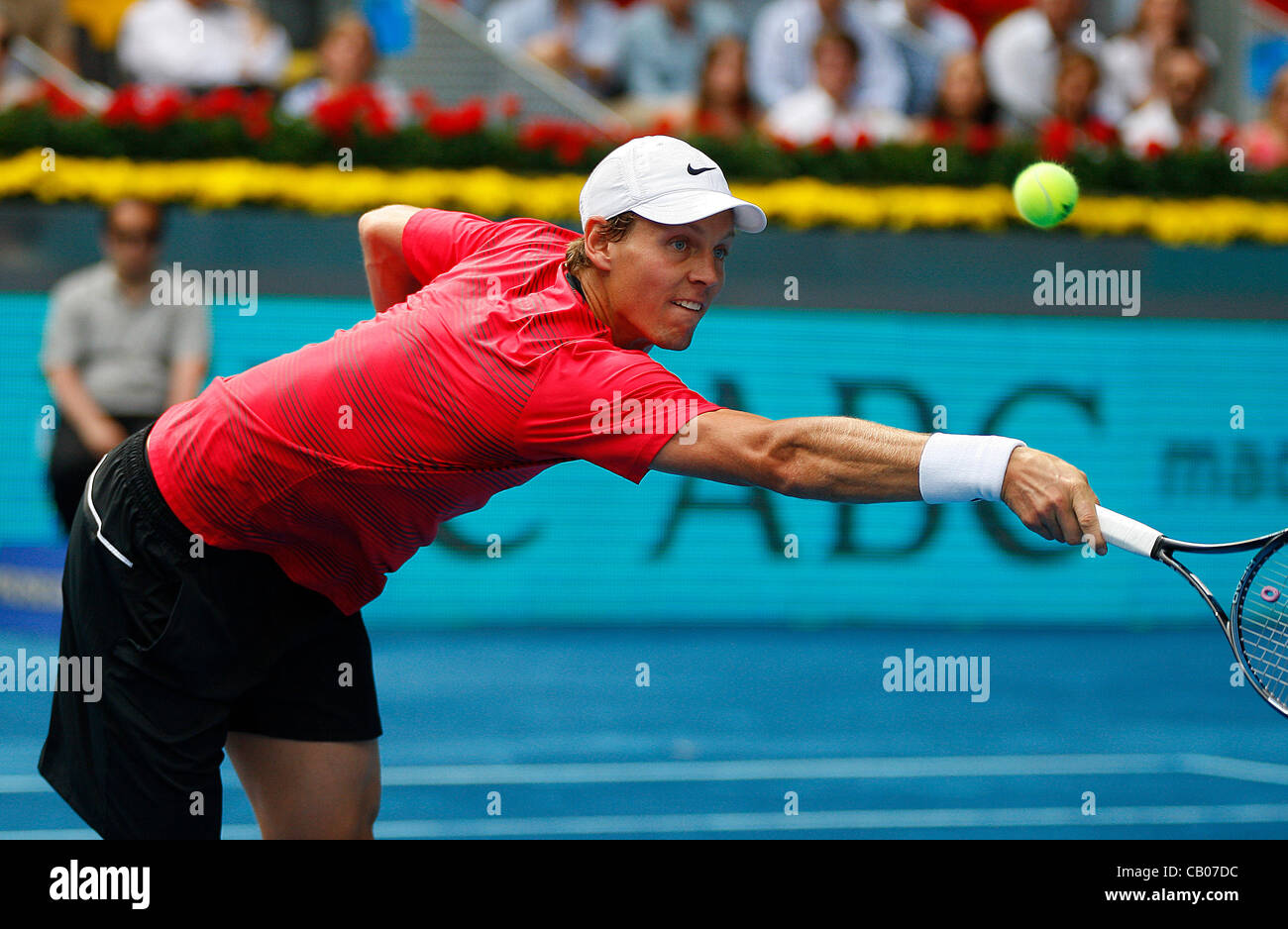 13.05.2012 Madrid, Espagne. Tomas Berdych fait face à Roger Federer en finale du Masters de Madrid. L'image montre que le match est encore à définir chaque 1. Banque D'Images