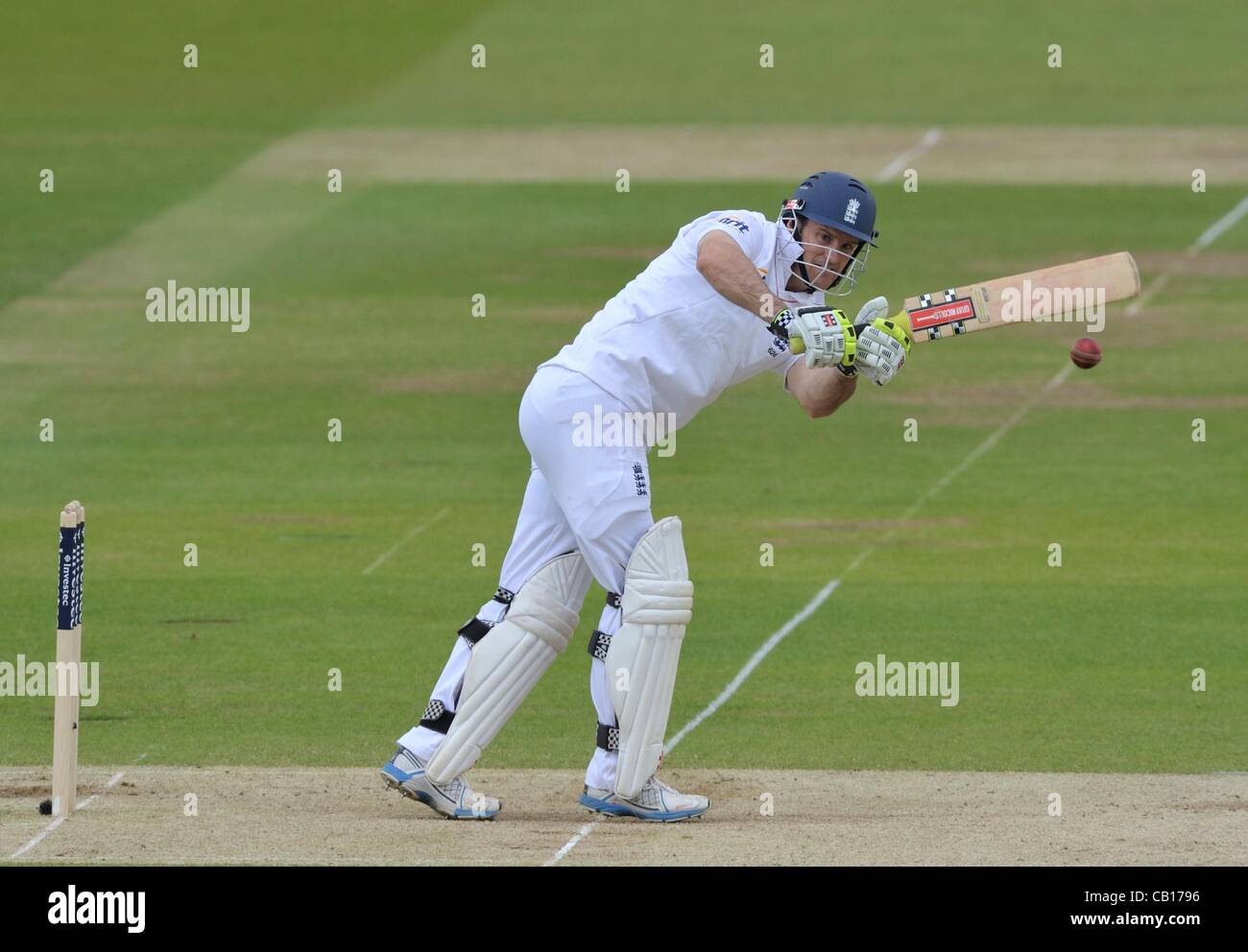 18.05.2012 Londres, Angleterre. L'Angleterre v Antilles Premier Test - Deuxième jour. A.J. Strauss [Angleterre] en action lors du premier essai du Lords Cricket Ground. Banque D'Images