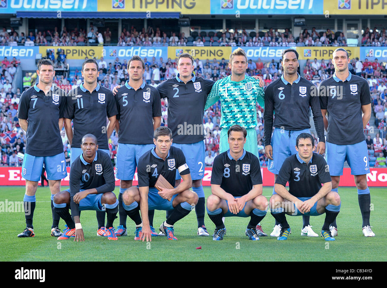 26.05.2012 Oslo, Norvège l'Angleterre l'équipe de football international posent avant leur match amical contre la Norvège à l'Ullevaal Stadion d'Oslo, Norvège l'Angleterre a gagné le match par un score de 0-1. Banque D'Images